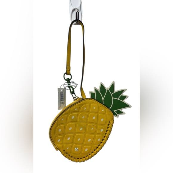 Tory Burch Pineapple Coin Purse, Wristlet, Bag Charm, Key Fob. Yellow Multi BNWT - Picture 2 of 4